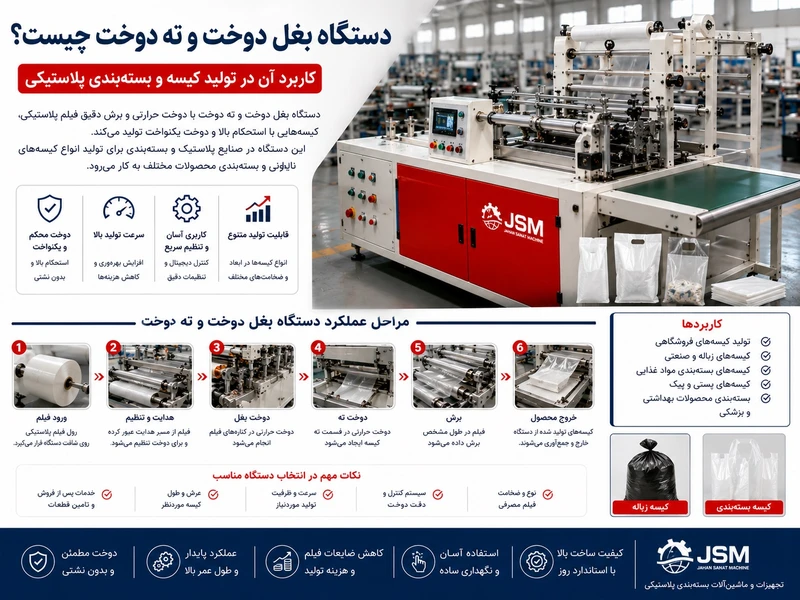 دستگاه بغل دوخت و ته دوخت چیست؟ کاربرد آن در تولید کیسه و بسته‌بندی پلاستیکی